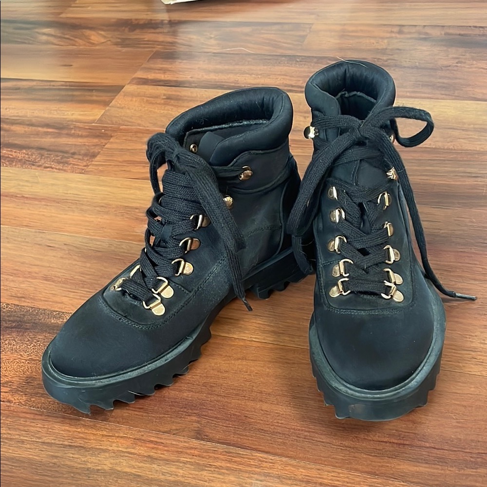 Women's Black Lace-Up Boots